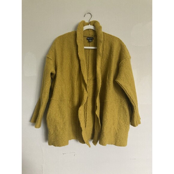 JNY Jones New York Wool Viscose Sweater Cardigan Shawl Collar Gold Yellow 2X - Picture 1 of 10
